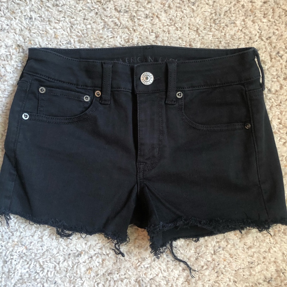 Black American Eagle distressed shorts